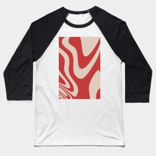 Beige & Rouge Red Abstract Fluid Pattern Design Baseball T-Shirt